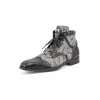 Mauri "Jetset" Black / Gray Genuine Alligator / Ostrich Leg / Mauri Fabric Derby Boots 3069.