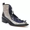 Mauri "Dragon" 44187 Acreraindrops / Wonder Blue Genuine Baby Crocodile / Ostrich Leg / Hornback Ankle Boots. -Winter Boot Store 44187