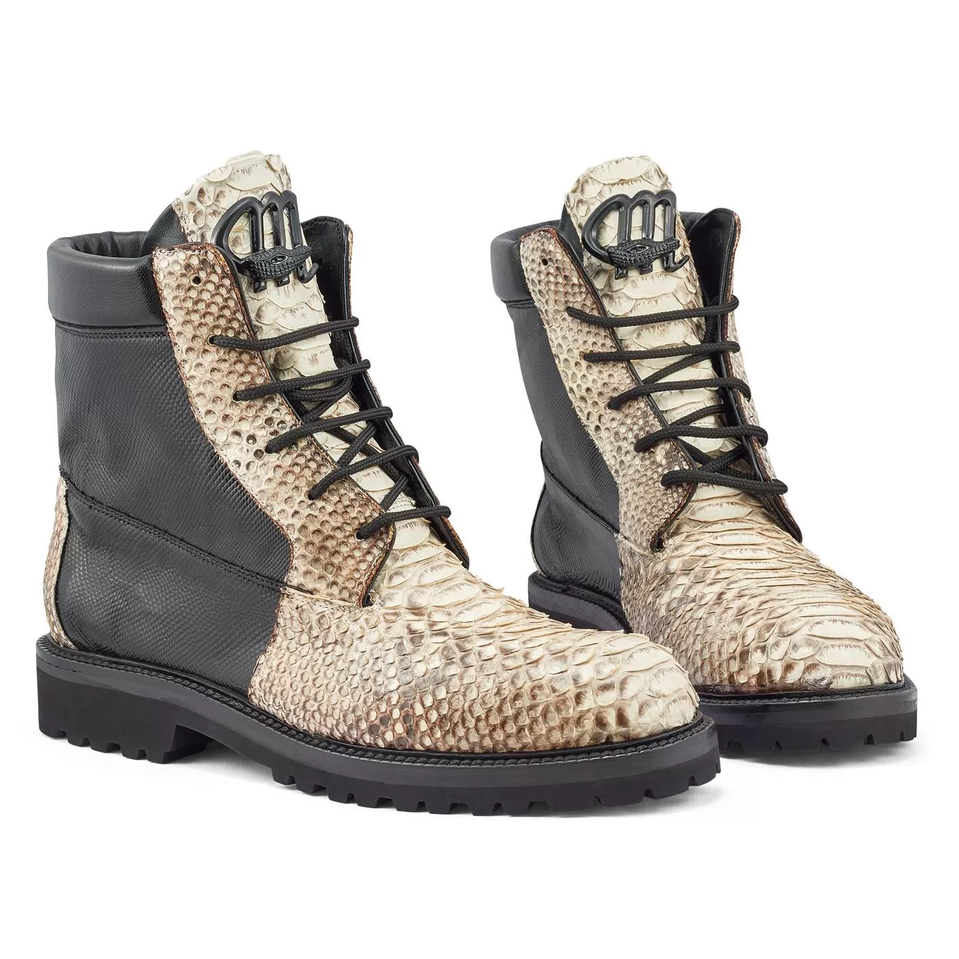 Mauri 4949/1 Black / Natural Genuine Python / Karung Ankle Boots. 3 Mauri 4949/1 Black / Natural Genuine Python / Karung Ankle Boots.