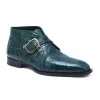 Mauri 4955 "Esquire" Hunter Green Genuine Alligator Monk Strap Alligator Ankle Boots. -Winter Boot Store 4955 GREEN 3QUARTI