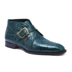 Mauri 4955 "Esquire" Hunter Green Genuine Alligator Monk Strap Alligator Ankle Boots.