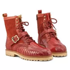 Mauri "Soldier" Gold Genuine Ostrich Leg / Suede Leather Hiking Boots 4997.