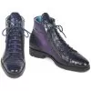 Paul Parkman "543JK65" Navy / Purple Genuine Python / Calfskin Side Zipper Boots. -Winter Boot Store 543JK65