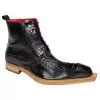 Fennix Italy "COLTON " Black Genuine Alligator / Calf-Skin Leather Ankle Boots. -Winter Boot Store COLTON20Black