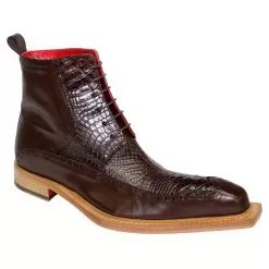 Fennix Italy "COLTON " Chocolate Genuine Alligator / Calf-Skin Leather Ankle Boots.