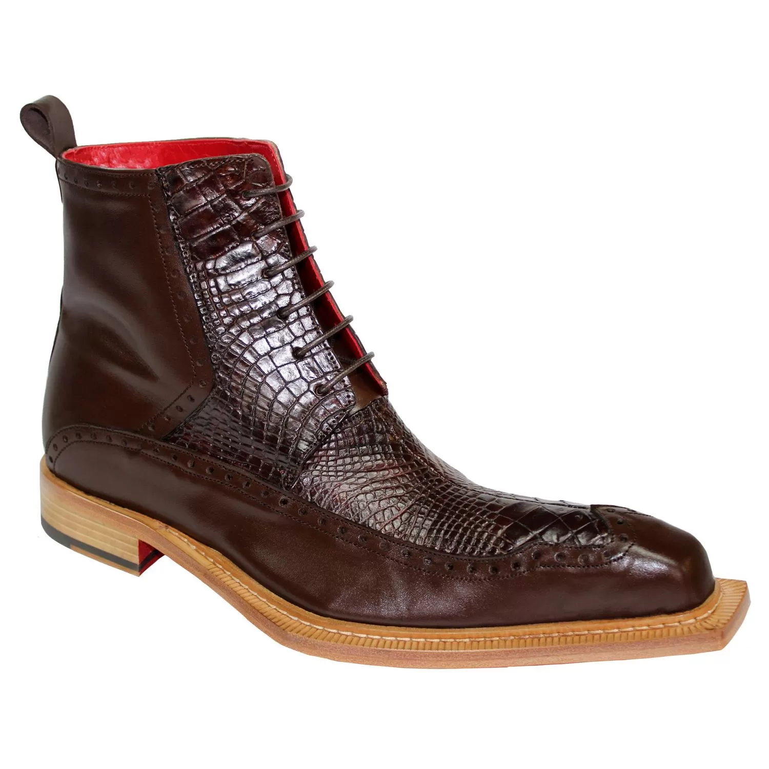 Fennix Italy "COLTON " Chocolate Genuine Alligator / Calf-Skin Leather Ankle Boots. 3 Fennix Italy "COLTON " Chocolate Genuine Alligator / Calf-Skin Leather Ankle Boots.