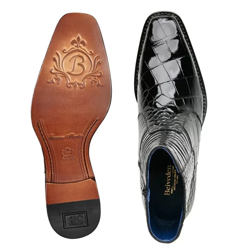 Belvedere "Ivan" Black Genuine Alligator Chelsea Boots. 5 Belvedere "Ivan" Black Genuine Alligator Chelsea Boots. - Image 3