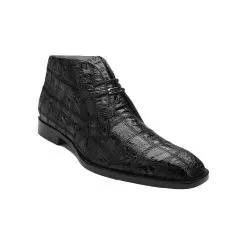 Belvedere "Racer" Black Genuine Crocodile Patchwork Chukka Ankle Boots R17P.