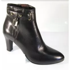 Mauri Ladies Black Genuine Leather Silver Lock Dress Boots.