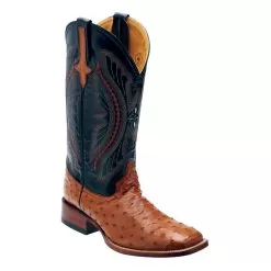 Ferrini 10193-02 Cognac / Navy Genuine Full Quill Ostrich Boots