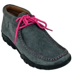 Ferrini Ladies 63722-49 Smoky Black Genuine Suede Moccasins Lace-Up Boots.