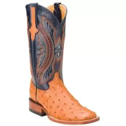 Ferrini Ladies 80193-02 Cognac / Navy Green Genuine Ostrich Boots