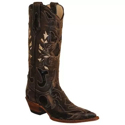 Ferrini Ladies 81261-35 Black Cowhide Lizard Print Boots 3 Ferrini Ladies 81261-35 Black Cowhide Lizard Print Boots