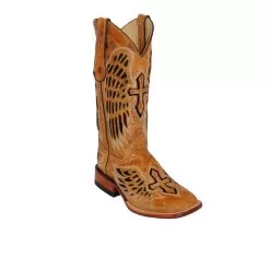 Ferrini Ladies 83093-15 Antique Saddle "Laser Angel" Genuine Leather Design Cowgirl Boots