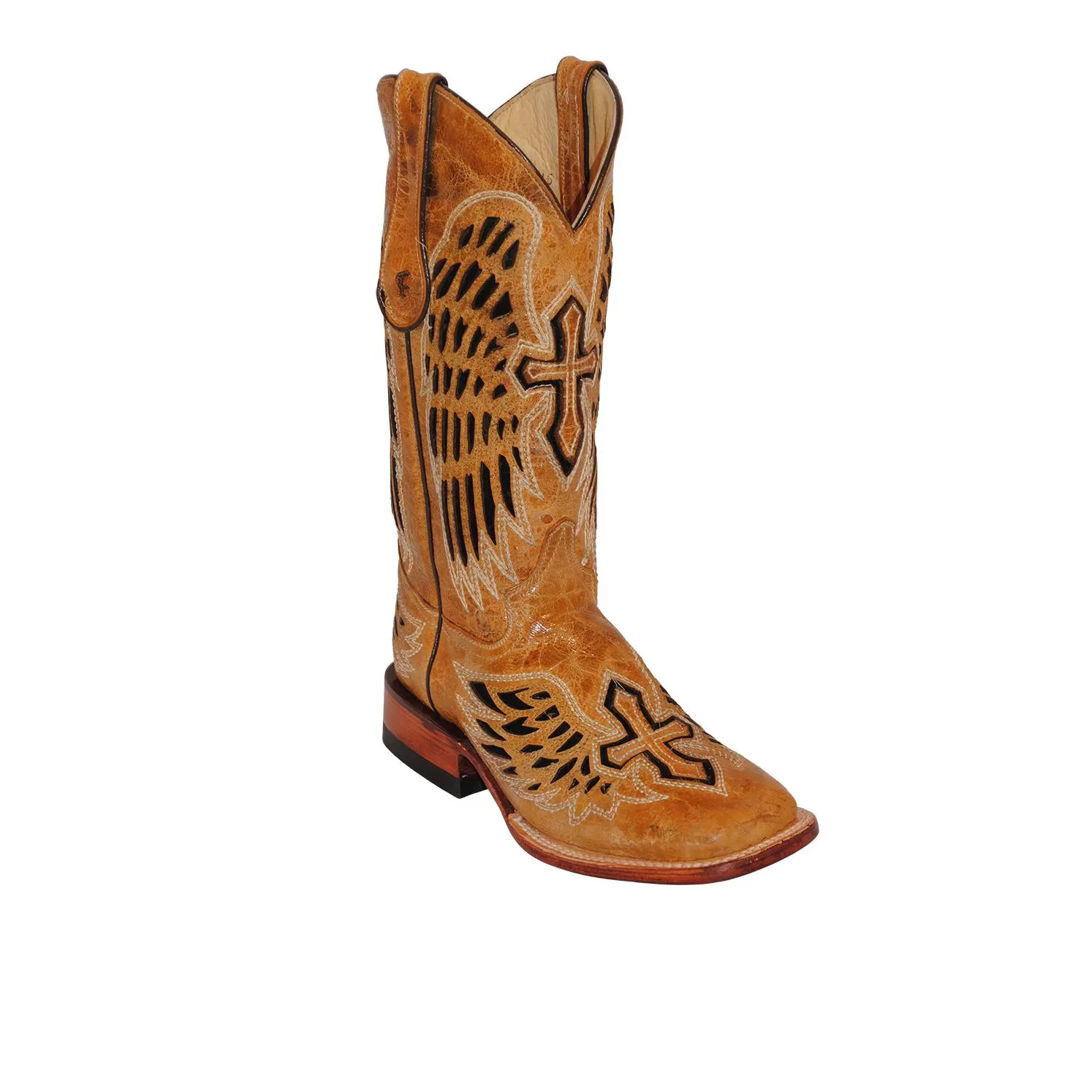 Ferrini Ladies 83093-15 Antique Saddle "Laser Angel" Genuine Leather Design Cowgirl Boots 3 Ferrini Ladies 83093-15 Antique Saddle "Laser Angel" Genuine Leather Design Cowgirl Boots