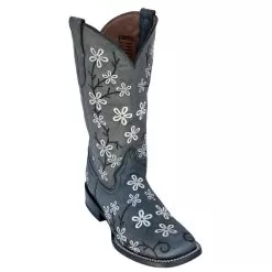 Ferrini Ladies 83193-49 Smoky Black Genuine Cowhide Leather S-Toe Cowboy Boots.