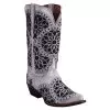 Ferrini Ladies 84061-19 White Genuine Cowhide Leather V-Toe Cowboy Boots. -Winter Boot Store ferrini ladies 84061 19 white genuine cowhide leather v toe cowboy boots 25099