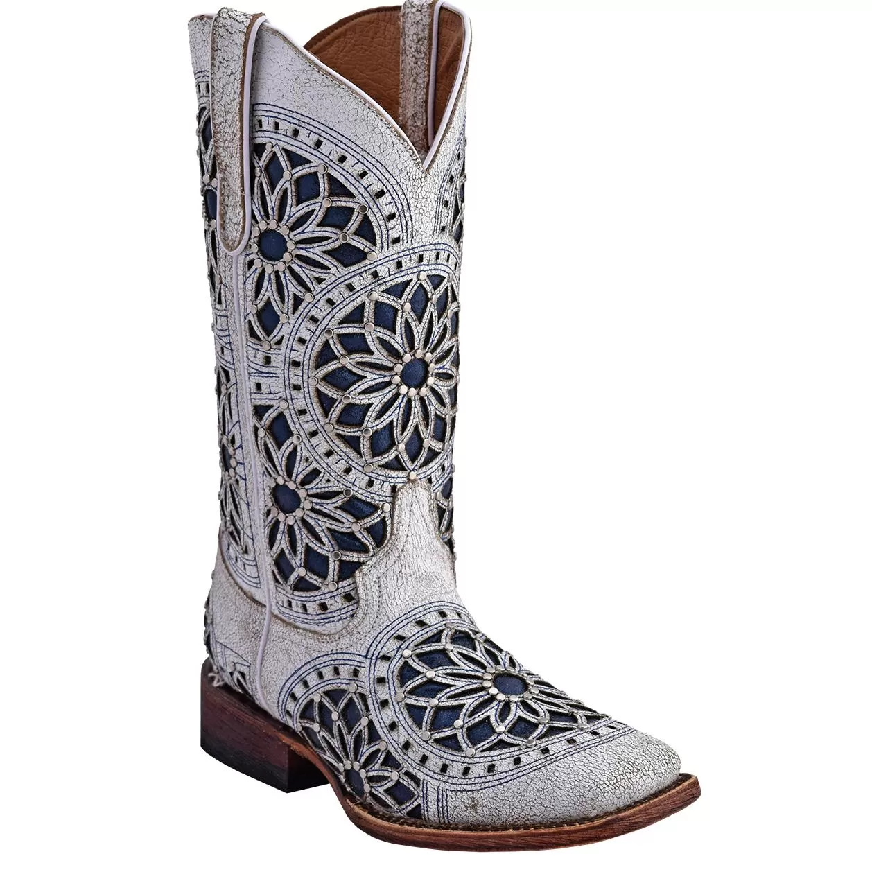 Ferrini Ladies 84093-19 White Genuine Cowhide Leather S-Toe Cowboy Boots. 3 Ferrini Ladies 84093-19 White Genuine Cowhide Leather S-Toe Cowboy Boots.