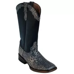 Ferrini Ladies 93793-34 Silver Genuine Cowhide Leather S-Toe Cowboy Boots.