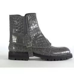 Mauri Medium Grey Genuine All Over Alligator With Alligator Strap Boots.