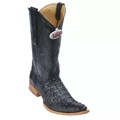 Los Altos Black All-Over Genuine Crocodile Tail 3X Toe Cowboy Boots 950105