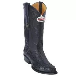 Los Altos Black All-Over Genuine Hornback Crocodile J-Toe Cowboy Boots 990205