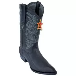 Los Altos Black All-Over Grasso Ostrich Leg J - Toe Cowboy Boots 98G0505