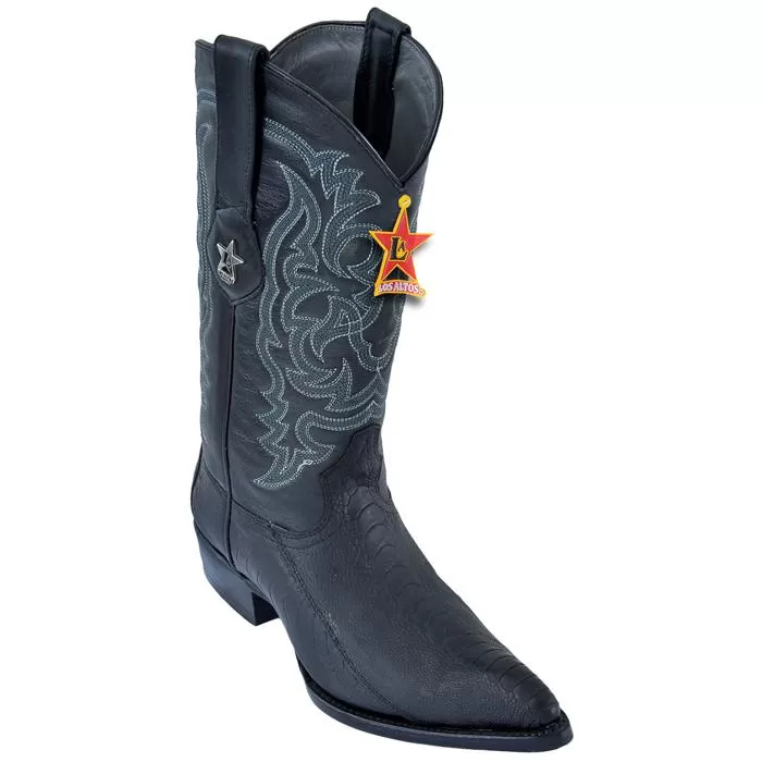 Los Altos Black All-Over Grasso Ostrich Leg J - Toe Cowboy Boots 98G0505 3 Los Altos Black All-Over Grasso Ostrich Leg J - Toe Cowboy Boots 98G0505
