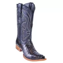 Los Altos Black Brown All-Over Genuine Crocodile Tail 3X Toe Cowboy Boots 950196