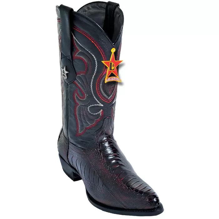 Los Altos Black Cherry Genuine All-Over Ostrich Leg Medium R-Toe Cowboy Boots 600518 3 Los Altos Black Cherry Genuine All-Over Ostrich Leg Medium R-Toe Cowboy Boots 600518