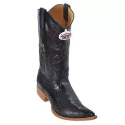 Los Altos Black Cherry Genuine Ostrich Leg 3X Toe Cowboy Boots 950518