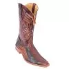 Los Altos Black Cognac Genuine All-Over Ostrich Leg Square Toe Cowboy Boots 710558