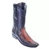 Los Altos Black Cognac Genuine Crocodile Belly With Deer Square Toe Cowboy Boots 778258