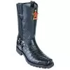 Los Altos Black Genuine All-Over Crocodile Tail Skin Biker Boots 550105