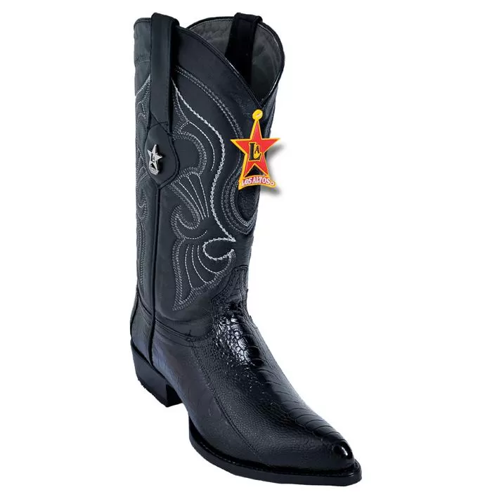Los Altos Black Genuine All-Over Ostrich Leg Medium R-Toe Cowboy Boots 600505 3 Los Altos Black Genuine All-Over Ostrich Leg Medium R-Toe Cowboy Boots 600505