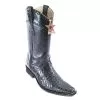 Los Altos Black Genuine Basket Weave Lizard & Eel Square Toe Cowboy Boots 736105