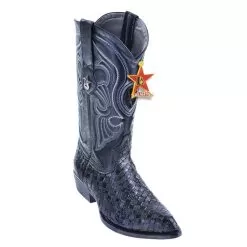 Los Altos Black Genuine Basket Weave Lizard Teju / Eel J-Toe Cowboy Boots 996105