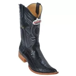 Los Altos Black Genuine Ostrich Leg 3X Toe Cowboy Boots 950505