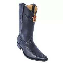 Los Altos Black Genuine Ostrich Leg With Deer Square Toe Cowboy Boots 770505