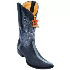 Los Altos Black Genuine Stingray Rowstone Finish 3X Toe Boots 95N6005