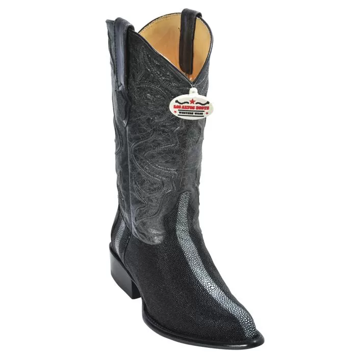 Los Altos Black Genuine Stingray Rowstone Finish J-Toe Cowboy Boots 996005 3 Los Altos Black Genuine Stingray Rowstone Finish J-Toe Cowboy Boots 996005