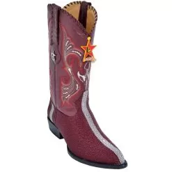 Los Altos Black Genuine Stingray Rowstone Finish J-Toe Cowboy Boots 996006