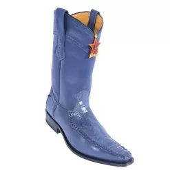 Los Altos Blue Jean Genuine Ostrich Leg With Deer Square Toe Cowboy Boots 770514