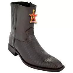 Los Altos Brown All-Over Genuine Lizard Square Toe Ankle Boots 680707