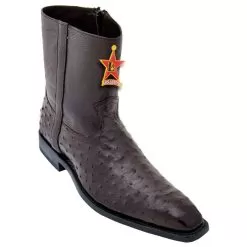 Los Altos Brown All-Over Genuine Ostrich Square Toe Boots 68B0307
