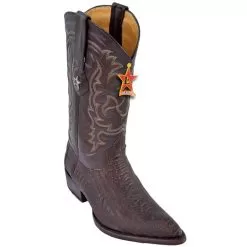 Los Altos Brown All-Over Grasso Ostrich Leg J-Toe Cowboy Boots 98G0507