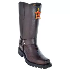 Los Altos Brown All-Over Ostrich Leg Biker Boots 550507