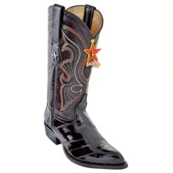 Los Altos Brown Genuine All-Over Eel J-Toe Cowboy Boots 990807