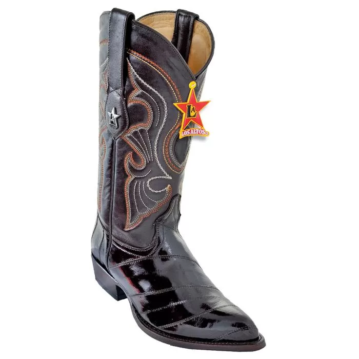 Los Altos Brown Genuine All-Over Eel J-Toe Cowboy Boots 990807 3 Los Altos Brown Genuine All-Over Eel J-Toe Cowboy Boots 990807