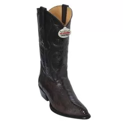 Los Altos Brown Genuine All-Over Ostrich Leg J-Toe Cowboy Boots 990507